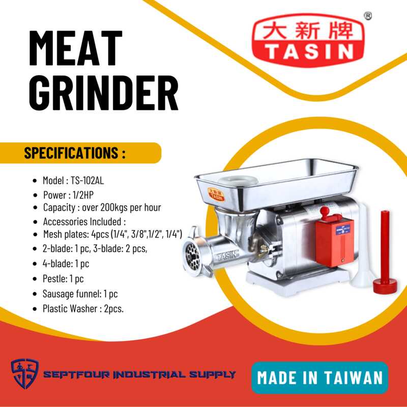 Tasin 1/2Hp Meat Grinder /Meat Mincer TS102AL (Original) Made in Taiwan