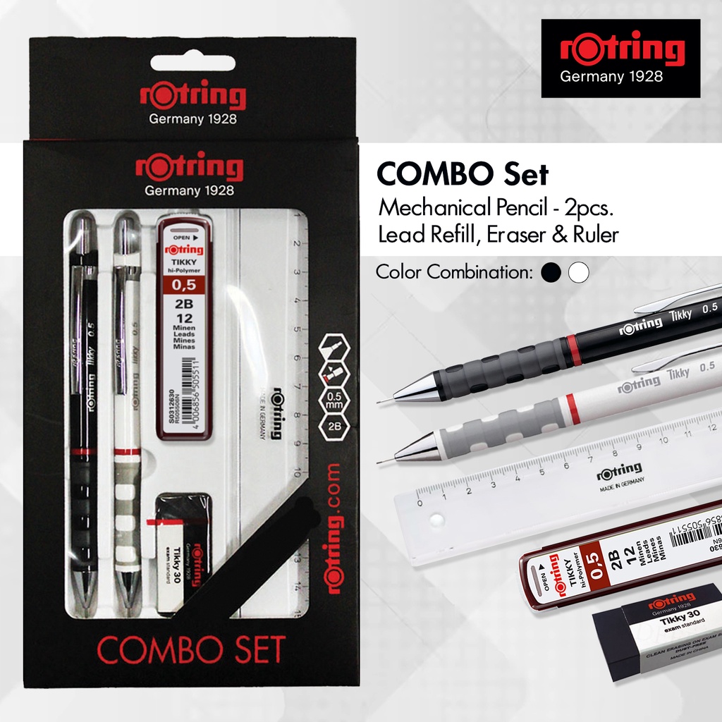 rOtring Tikky COMBO Set Mechanical Pencil with Lead Refill, Eraser