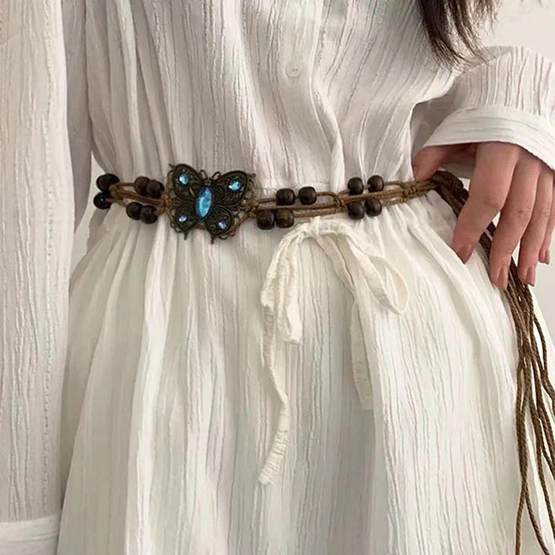 Retro Ethnic Style Woven Waist Chain For Women Bohemian Wooden Bead ...