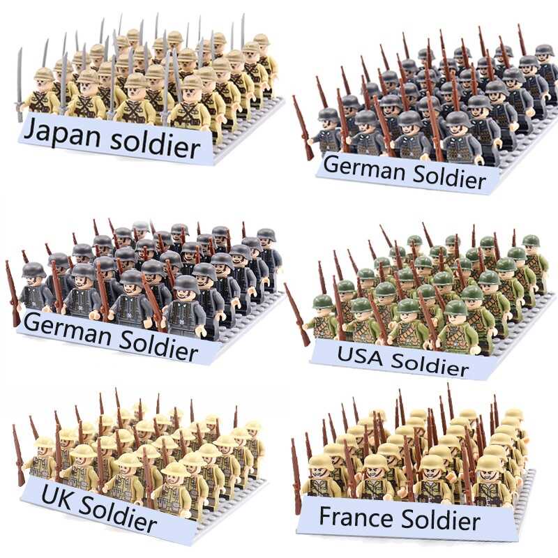 Ww2 24Pcs Army Soldier Soviet US UK Germany Building Blocks Set Model ...