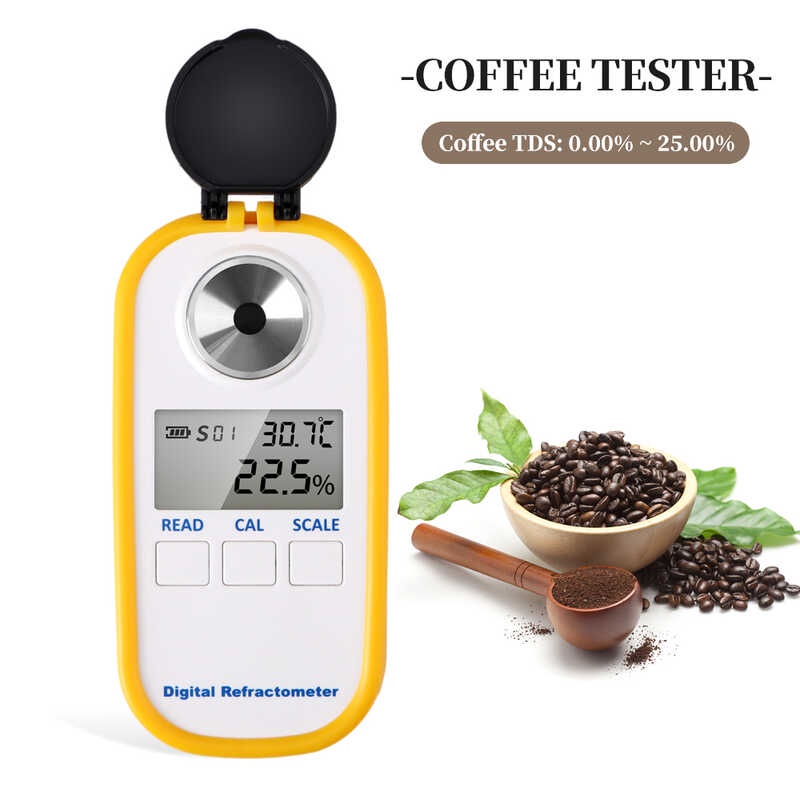 2In1 Auto Refractometer For Coffee Hydrometer Brix TDS Concentration Meter Tester Digital