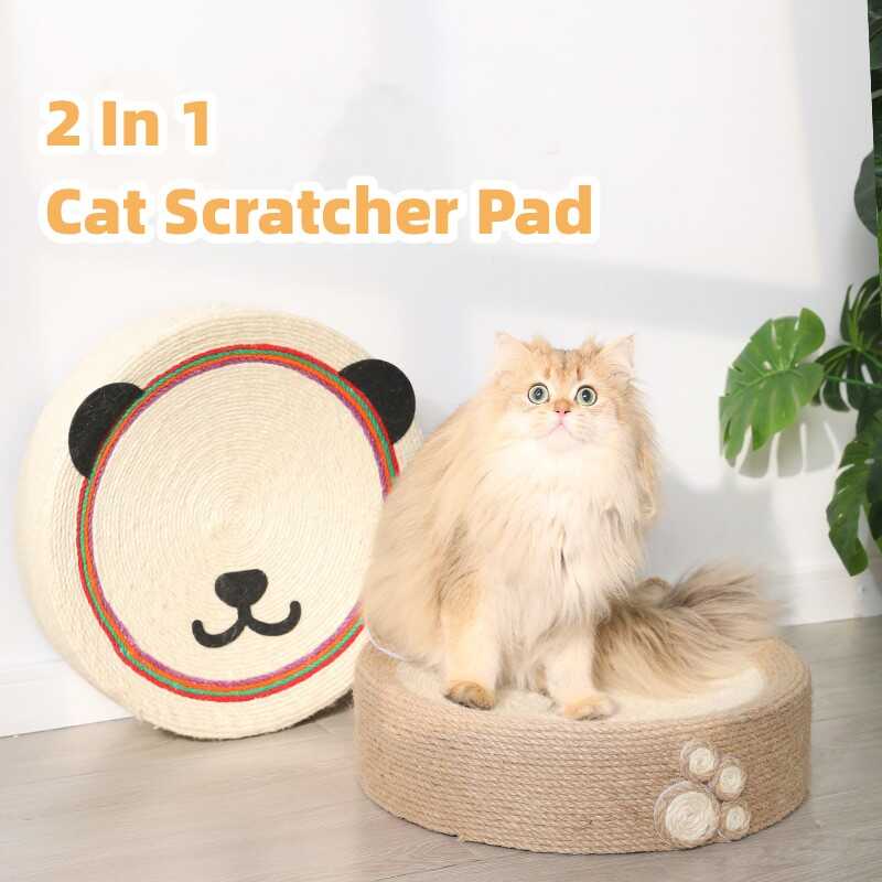 Round Cat Scratcher & Bed Combo - Corrugated Paper Scratching Board & Nest All-in-One (33x6 Cm)