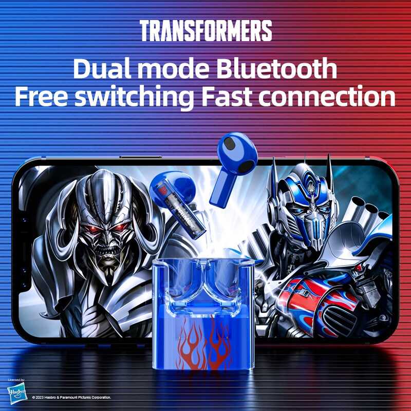 Transformers TfT08 Headphones Hifi Sound Bluetooth 5.3 Earbuds Gaming