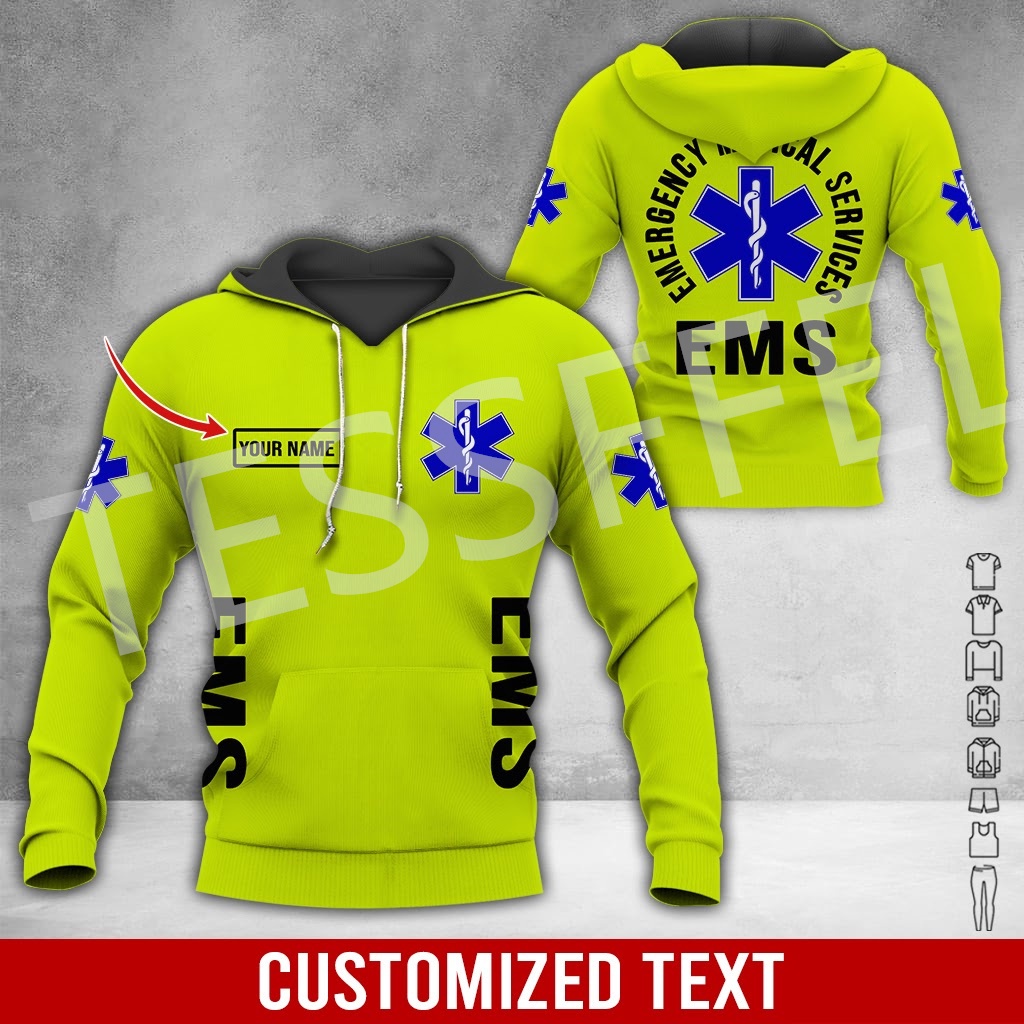 Custom Name Cosplay EMS EMT Medical Paramedic Worker Tattoo Tracksuit Vintage 3DPrint Pullover Harajuku Jacket Casual Shopee Philippines