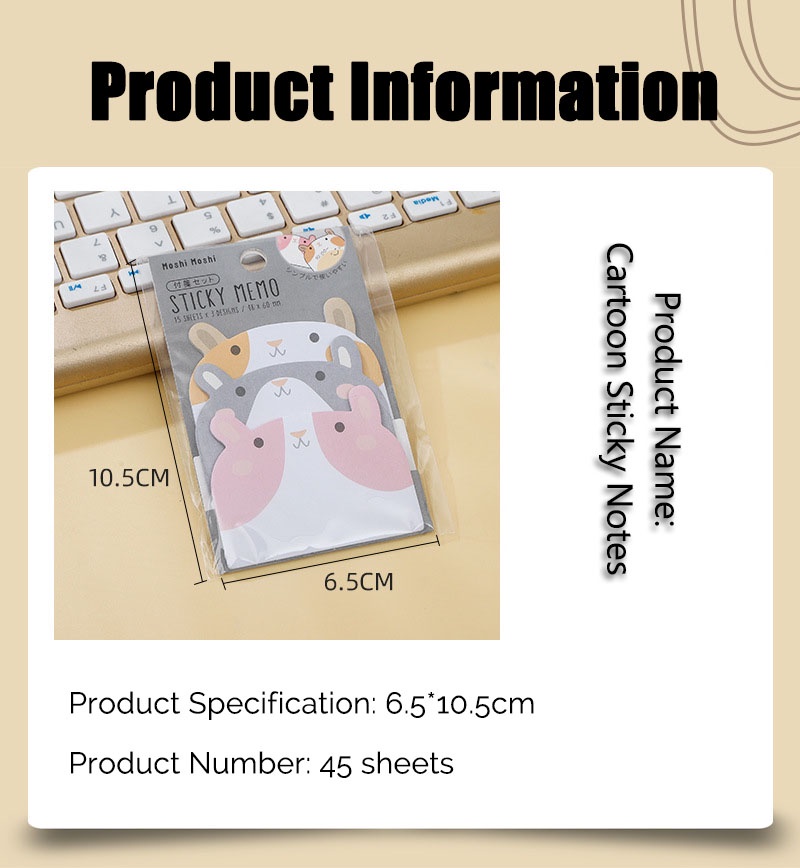 Cute Penguin Pig Bear Sticky Notes Kawaii Animal Shape Memo Pad ...