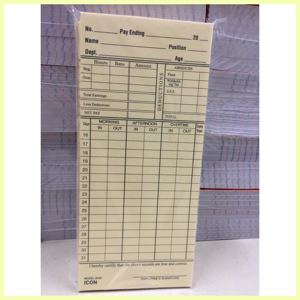 Time card / DTR for employee | Shopee Philippines
