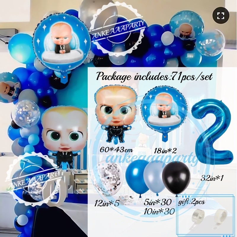 1Set Cartoon Boss Baby Birthday Party Balloons Kids Baby Shower ...