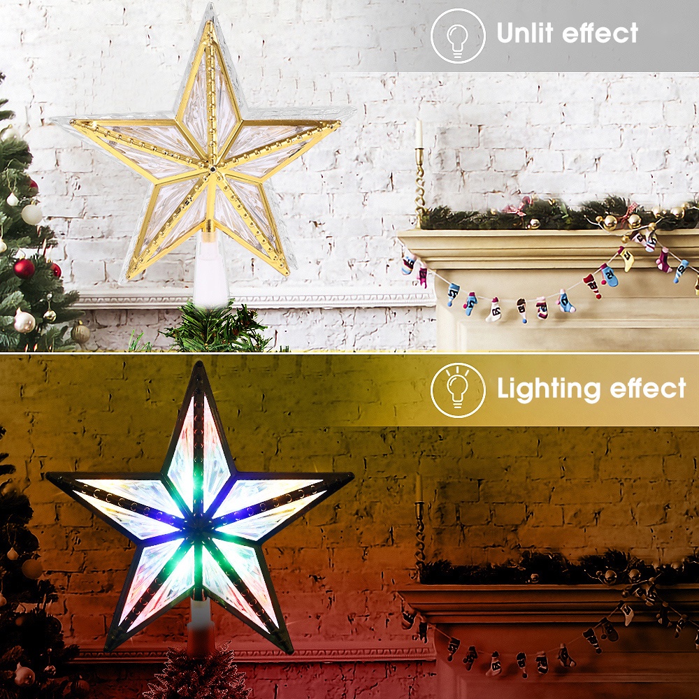 Christmas Tree Decorative Plastic Translucent Pentagram Top Light/ EU ...