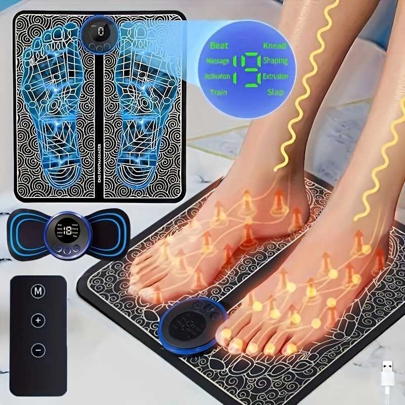 Rechargeable USB Massager, Remote Controlled Electric EMS Foot Muscle Stimulator ABS Pulse