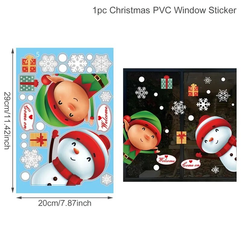 Xmas Decors Christmas Window Stickers Merry Christmas Decorations for