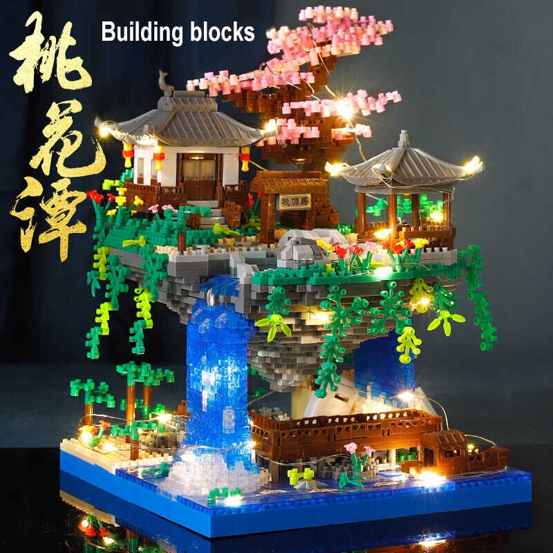 Peach Blossom Tan Castle Building Blocks Kit, Maaaring Gumawa Ng ...