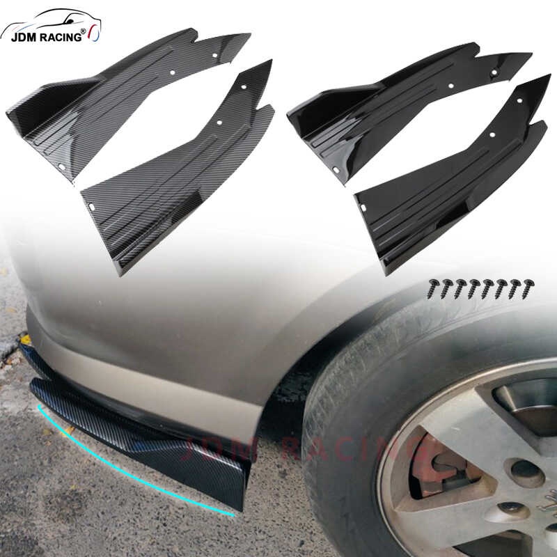 Pair Universal Car Rear Bumper Spoiler Lip Carbon Fiber Wing Trim