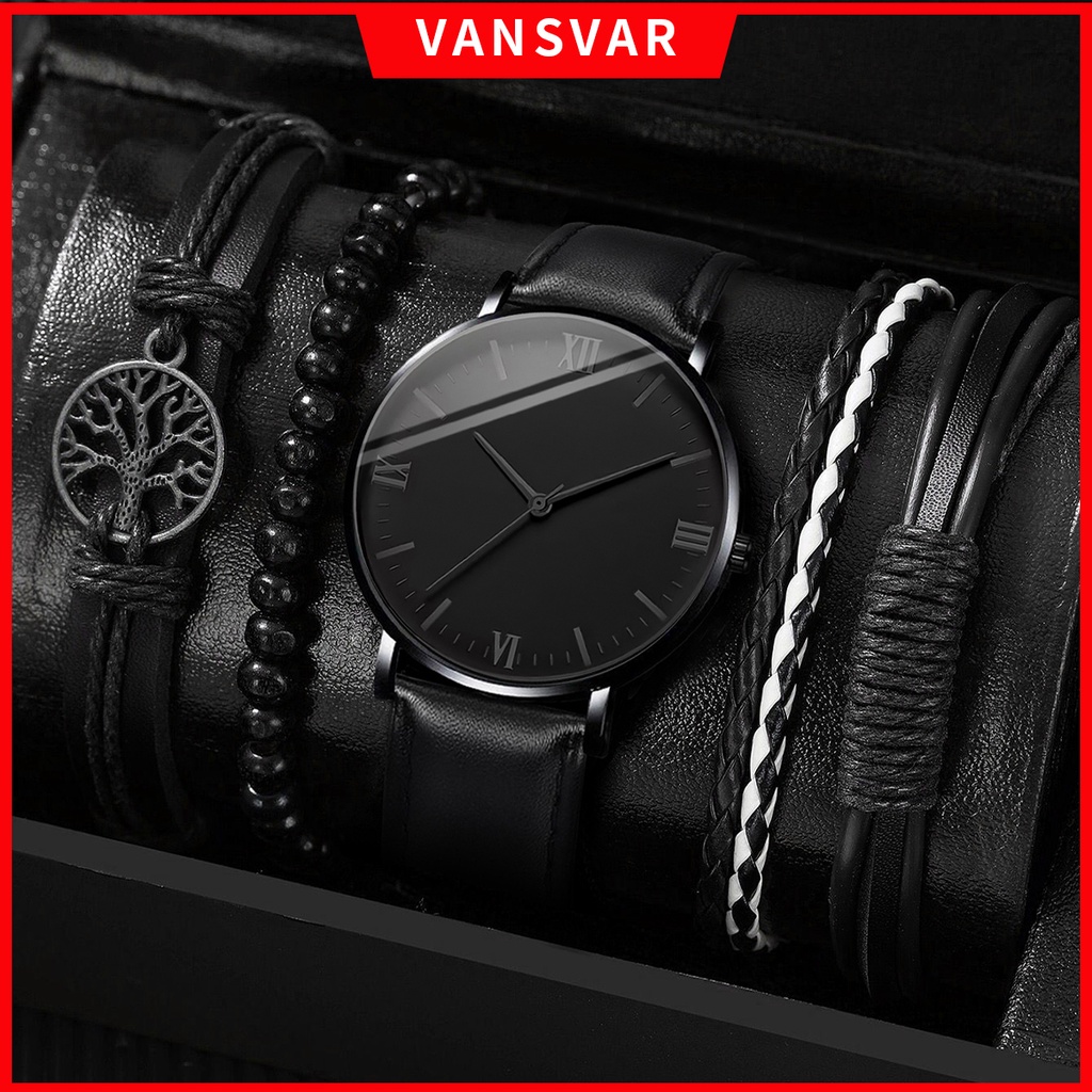 Fashion Men's Watch Leather Band Man Casual Quartz Watches Shopee Philippines