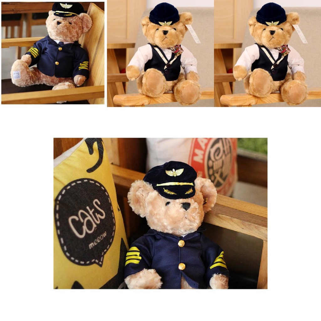 Soft And Huggable Flight Attendant Teddy Bear Plush Toy For Kids