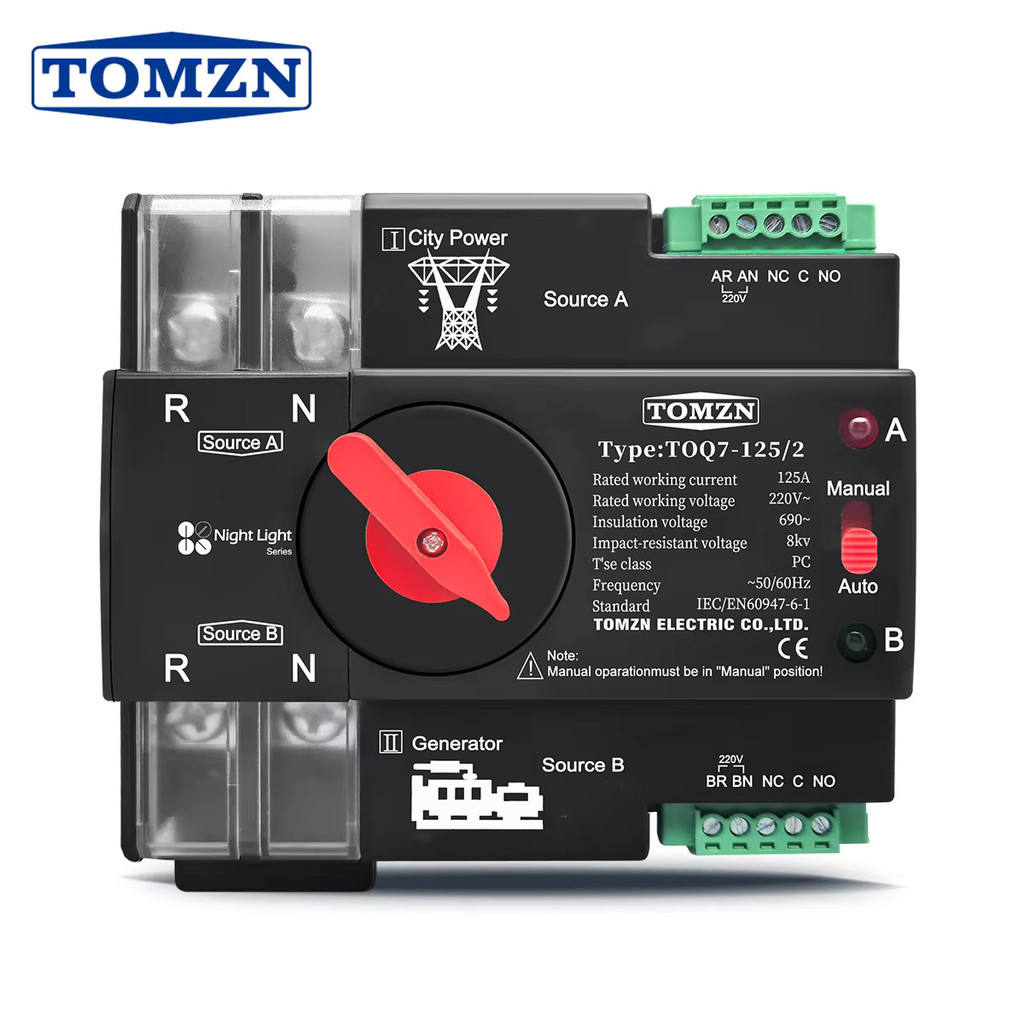 TOMZN Night light series Din Rail ATS 220V 230V Dual Power Automatic ...