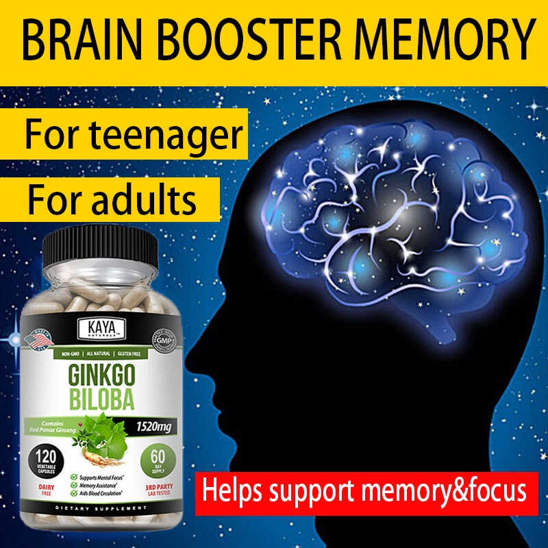 KAYA Ginkgo Biloba Capsule Supplement Brain Booster Focus Memory