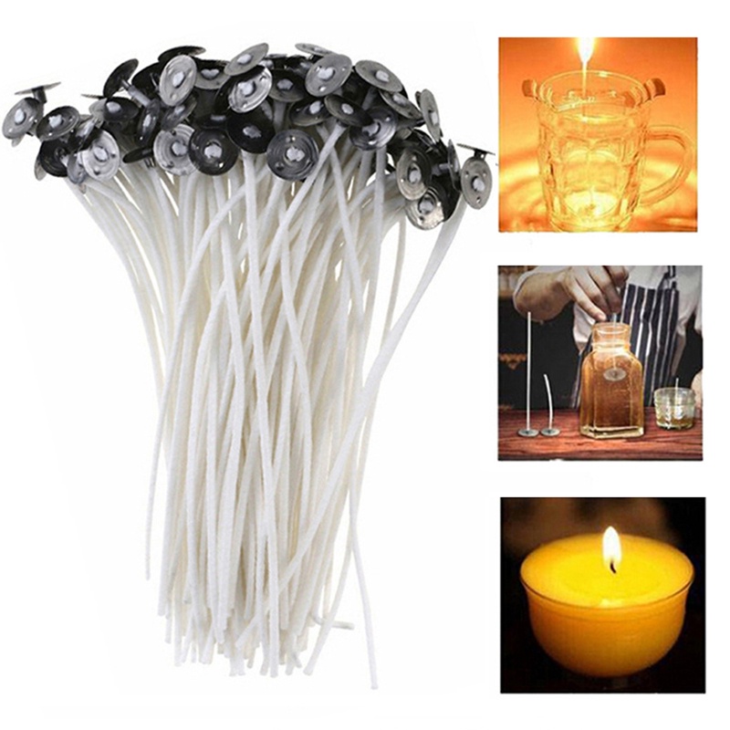 Yo-Fun 50/100pc Smokeless Candle Wicks Pre-Waxed Cotton Core Wicks DIY ...