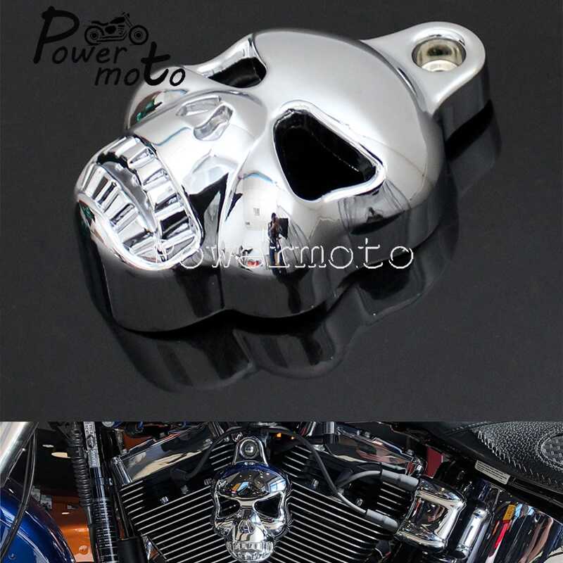 Motorcycle Big Twins Cowbell Horns Guard Chrome Skull Horn Cover For