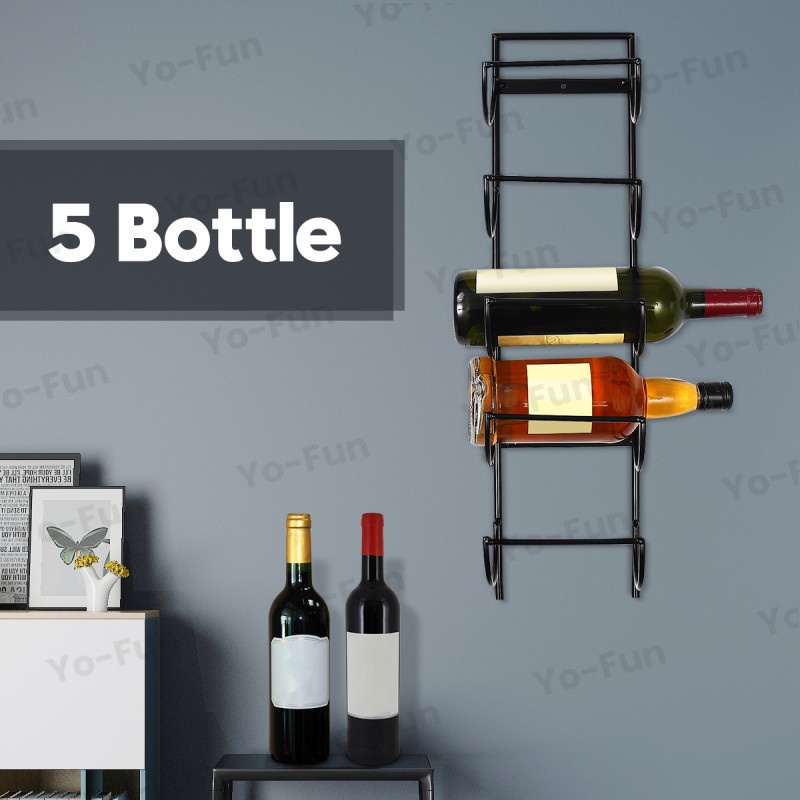 Yo-Fun Wall Mount 5 Bottle Wine Rack Bar Kitchen Organizer wine display ...