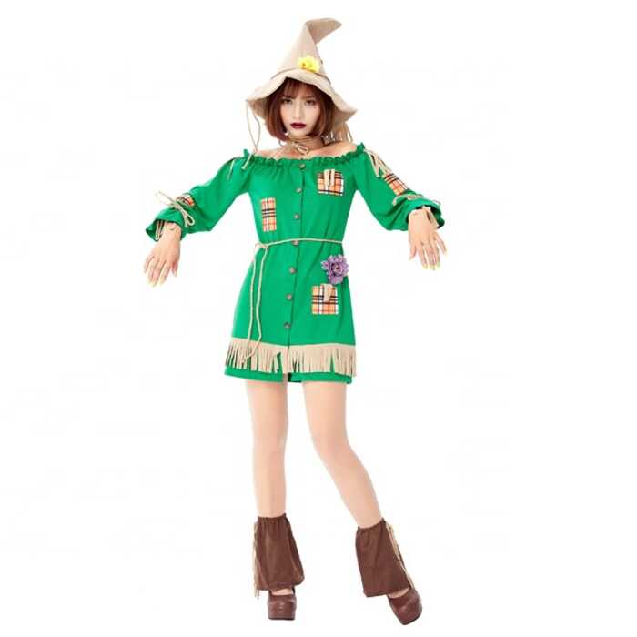 Sexy Scarecrow Wizard Of Oz Dress Adult Womens Halloween Costume