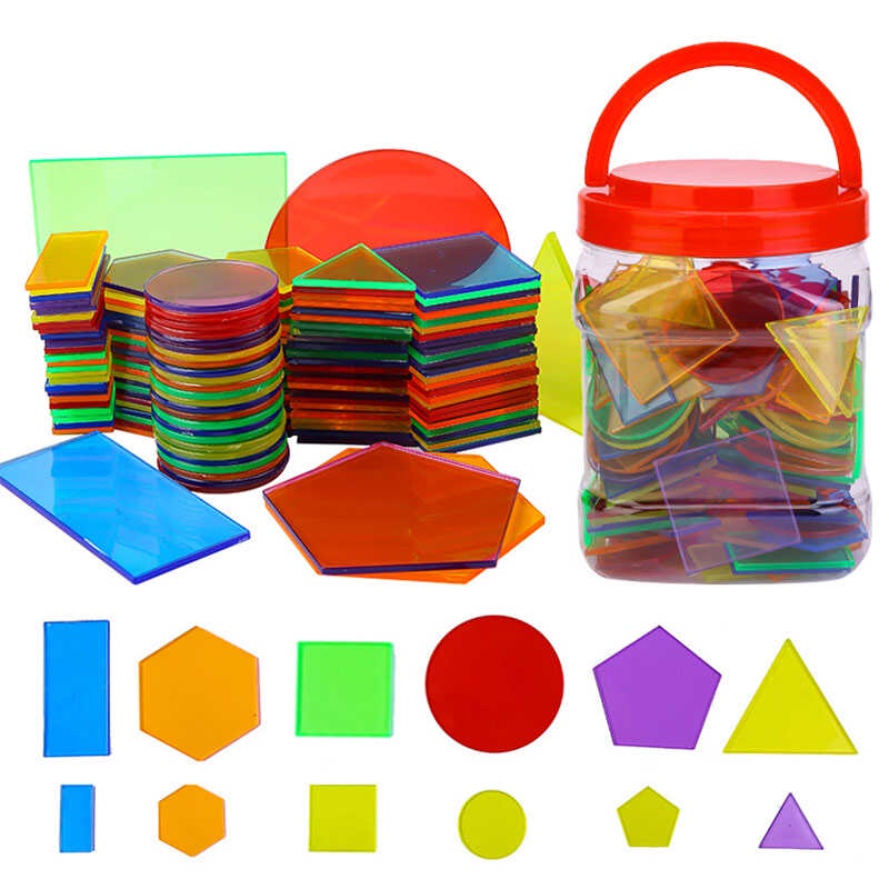 Montessori Translucent Geometric Puzzle Children Toys Rainbow Blocks ...