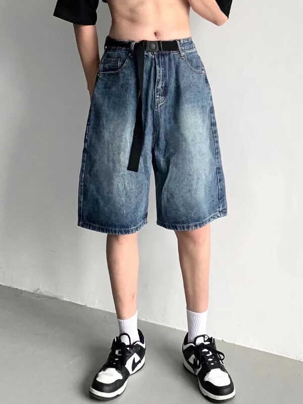 Y2k Summer Women Vintage Streetwear Korean Denim Shorts High Waist Knee ...