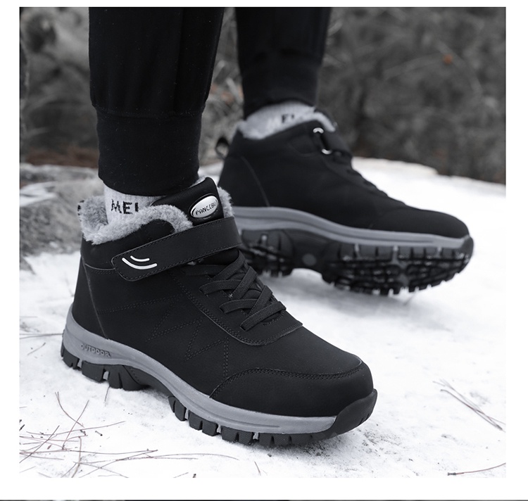 New Winter Men's Boots - Comfortable Men Ankle Boots - Thick Plush Warm Snow Boots - Leather Autumn Outdoor (MSB4)