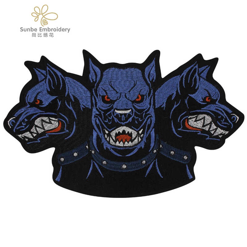 Embroidery Wolf Dog Head Iron on Emblem Motorcycle Stickers Patches ...