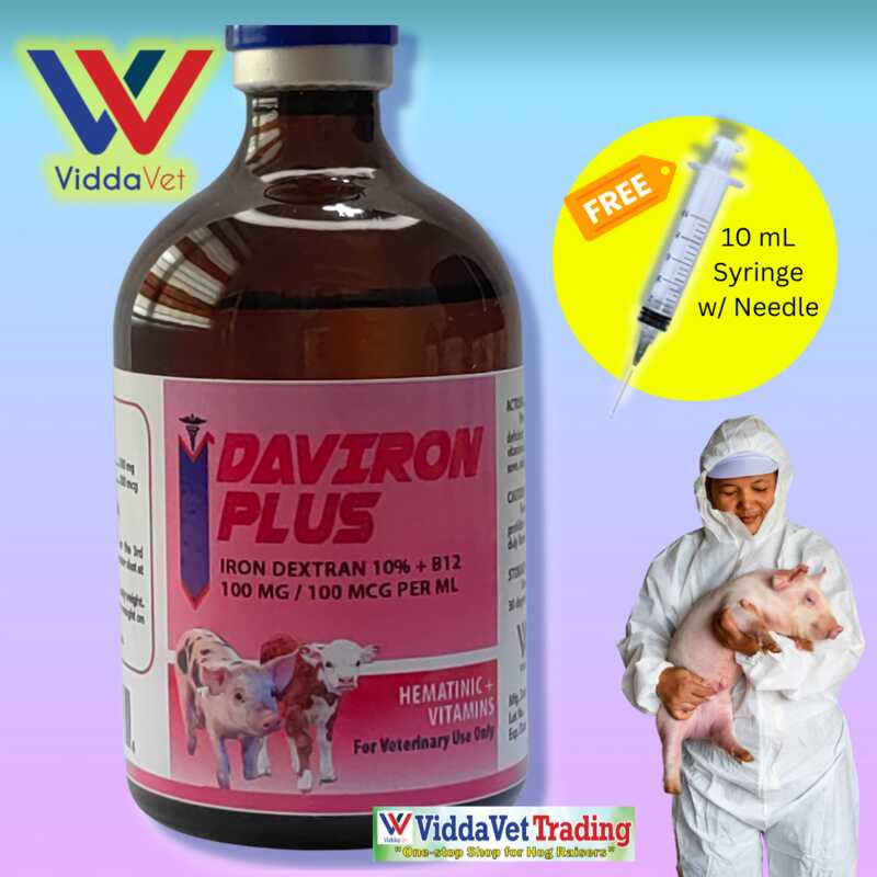 100 ml Daviron Plus For Piglets / AntiPiglets Anemia With Vitamin B12