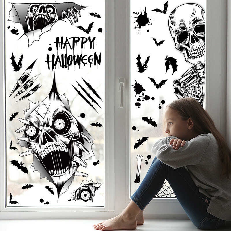 Window Stickers Skeleton Decorations for Glass Walls Halloween Haunted ...