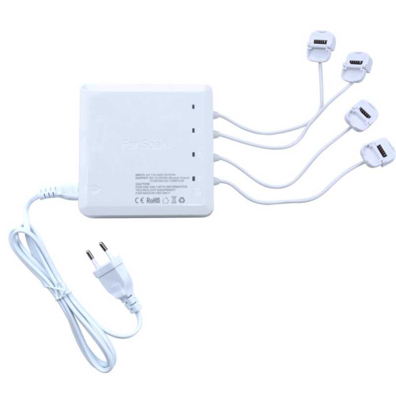 6-in-1 Rapid Charger For DJI Spark - 4 Battery Ports & 2 USB Ports For Drone & Controller