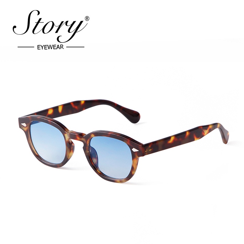 Story Retro Rivets Turtle Shell Round Sunglasses Women Men 2022 Brand Design Retro Yellow Blue