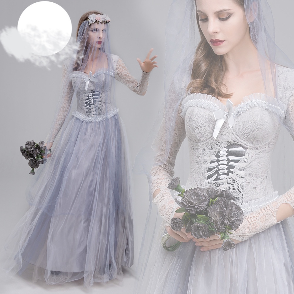 Halloween costume adult role-playing ghost bride cosplay terrifying ...