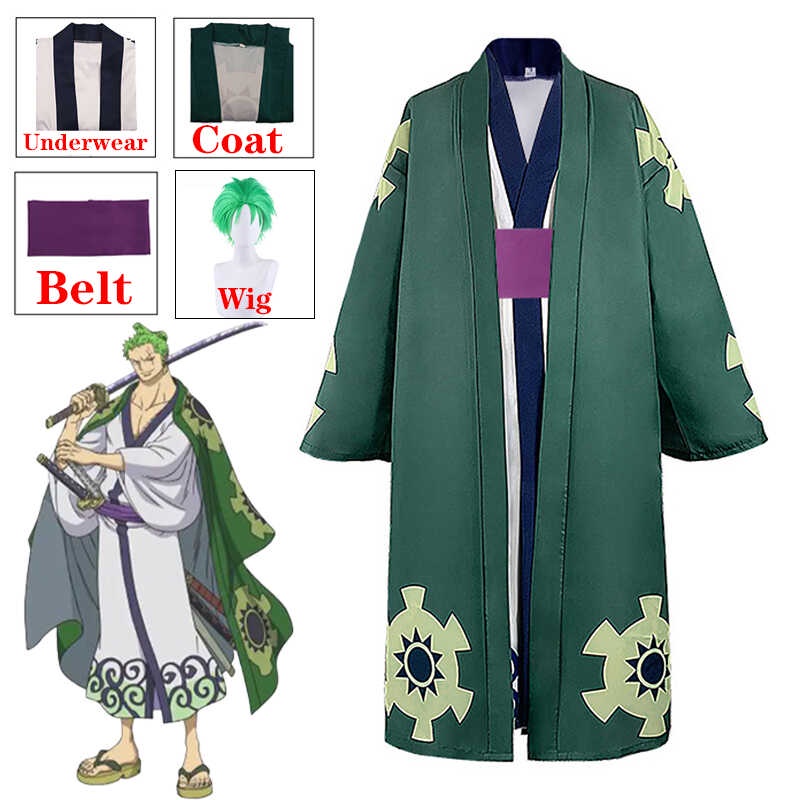 Anime Roronoa Zoro Cosplay Costume Wano Kuni Country Kimono Robe Ful ...