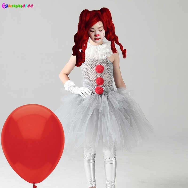 Girls Pennywise Fancy Tutu Dress Kids Cosplay Scary Clown Halloween IT ...