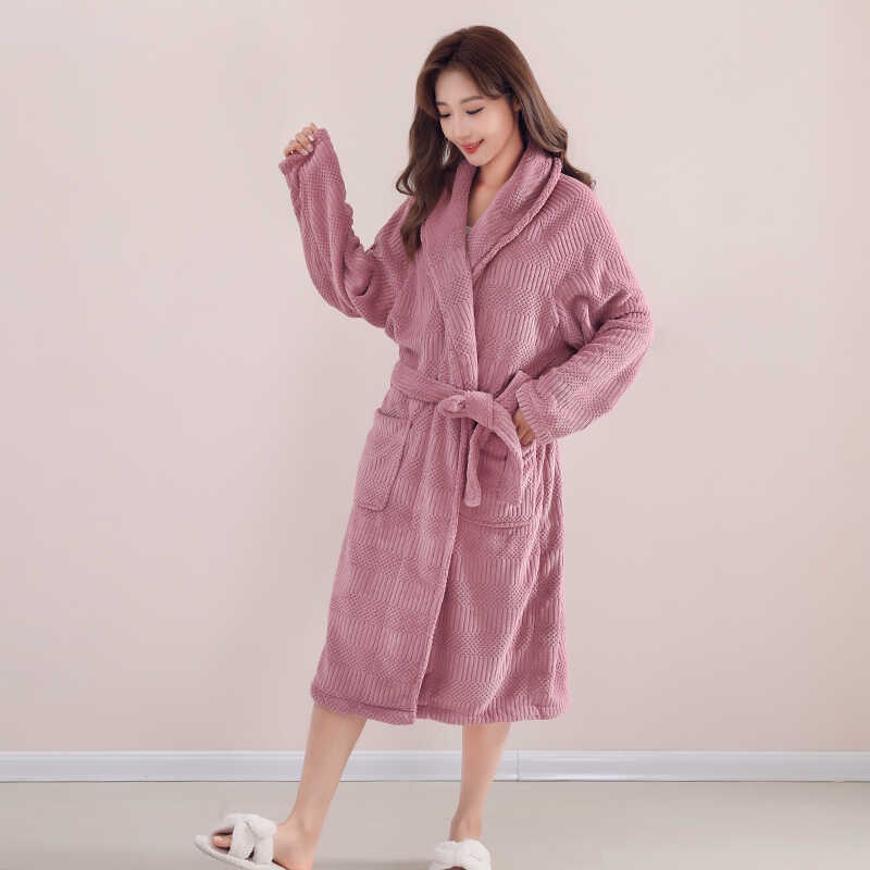 Mga Kababaihan Sa Ingles Robe Soft Plush Warm Flannel Nightgown Spa