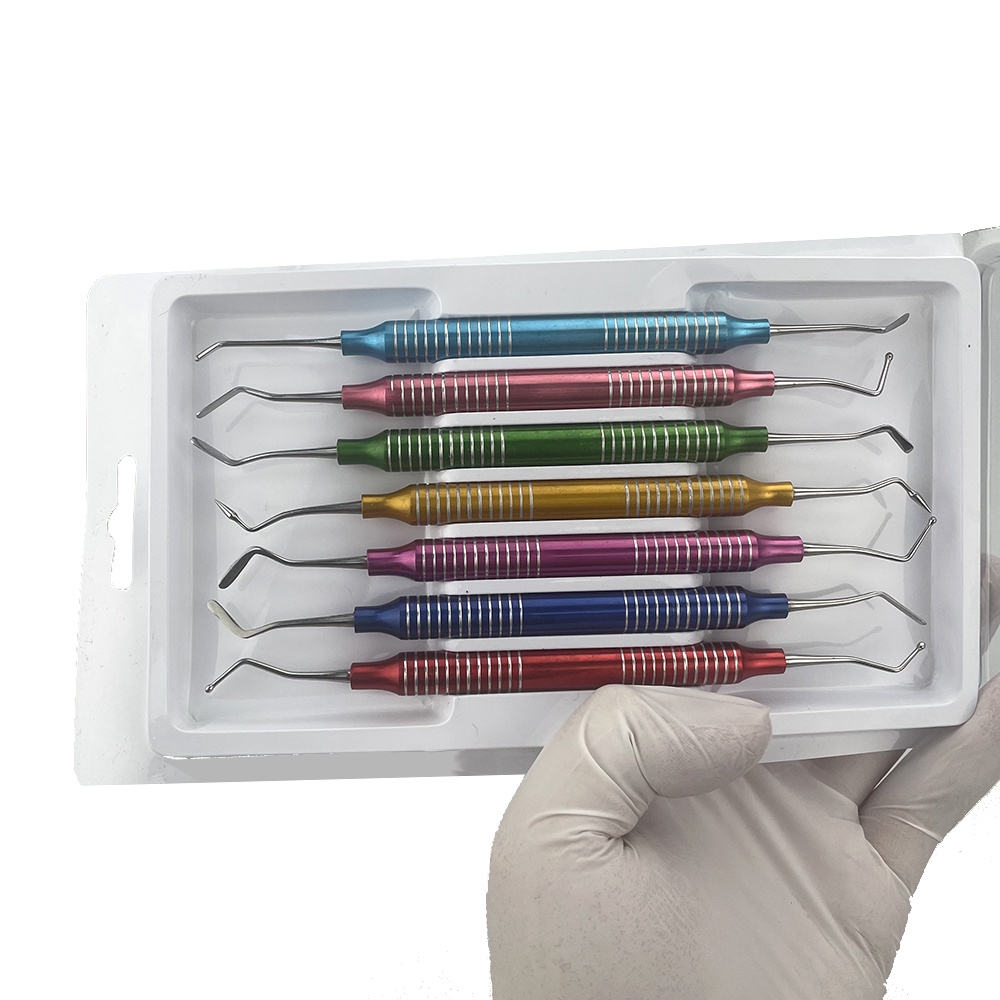 7Pcs/set Dental Set Tooth Cleaning Periodontal Bone Curettes Dental ...