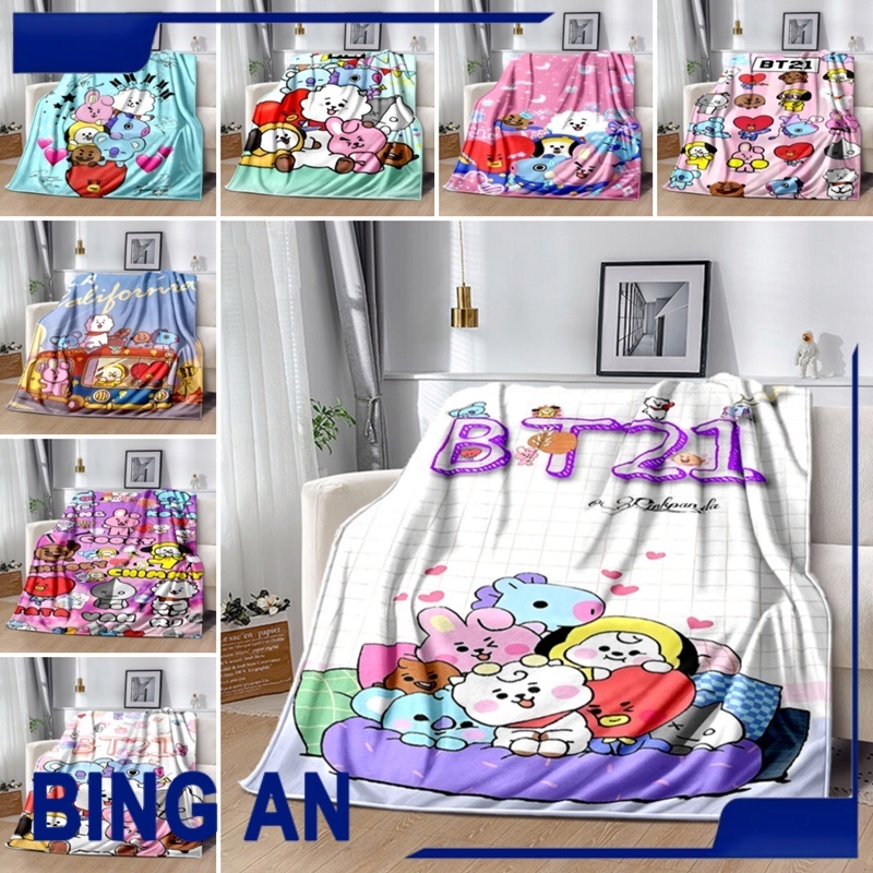 WAVESTEE™ BT21 Cartoon Fleece Blanket main image 1