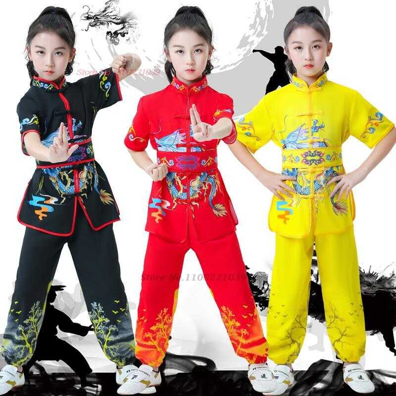 2024 Tradisyonal Na Chinese Wushu Kostum Retro Dragon Print Bata Tai ...