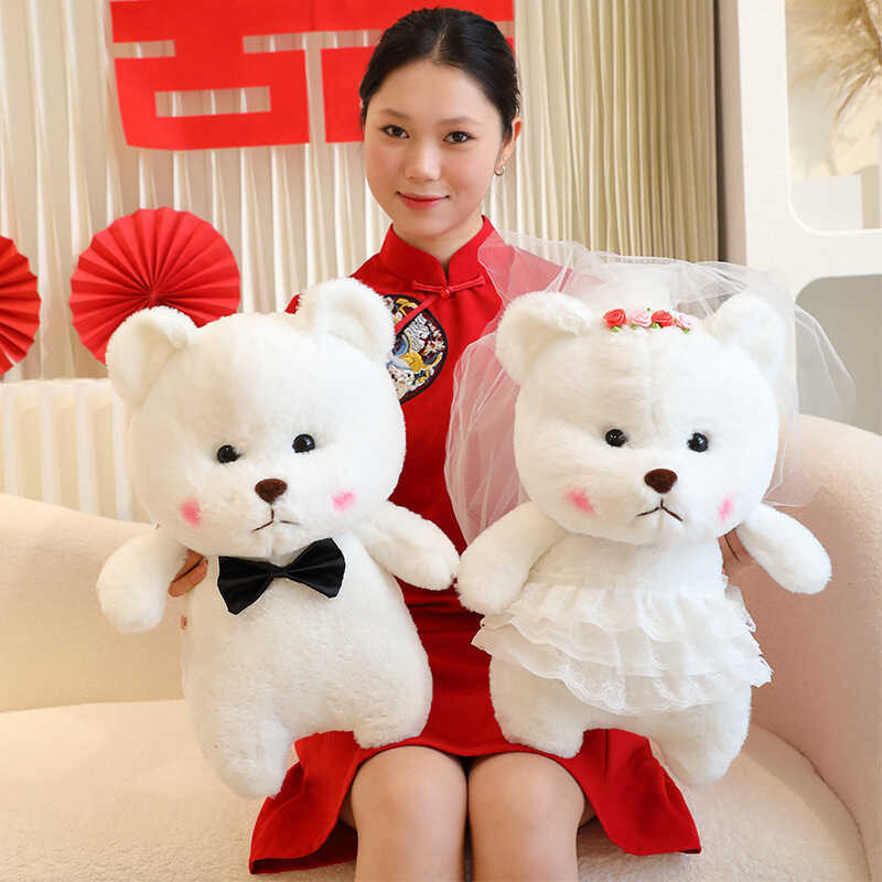 Cute Cartoon Couple Wedding Dress Teddy Bear Doll Plush Toy Gift Girl