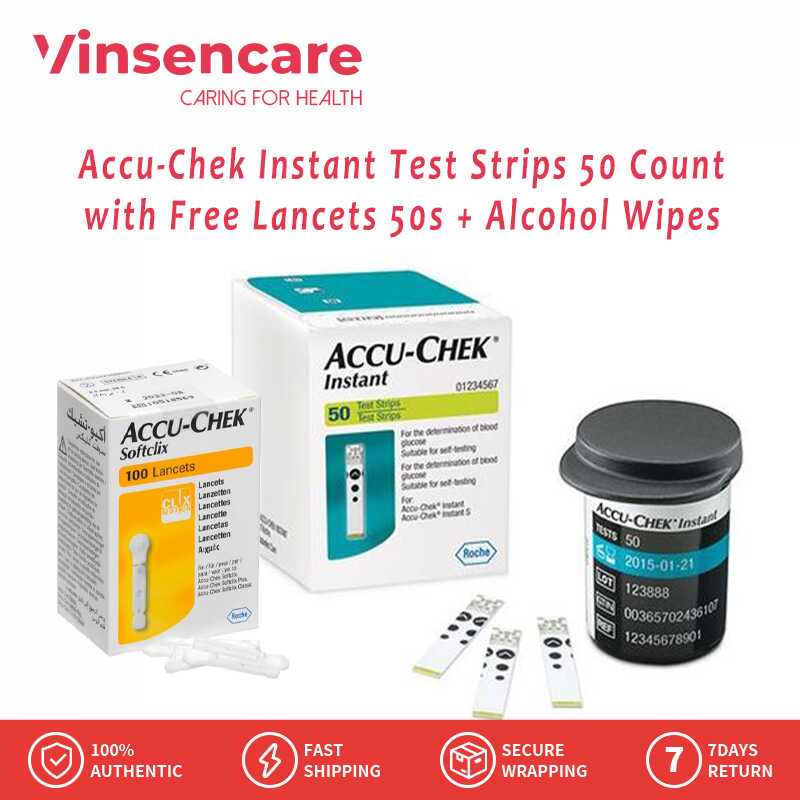 Viancare AccuChek Instant Test Strips 50 Count with Free Lancets 50s