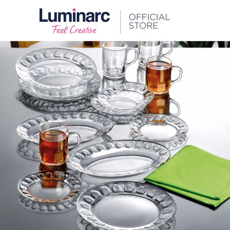Luminarc Roc 67pc Dinner Set Microwaveable Safe Clear Glass Party