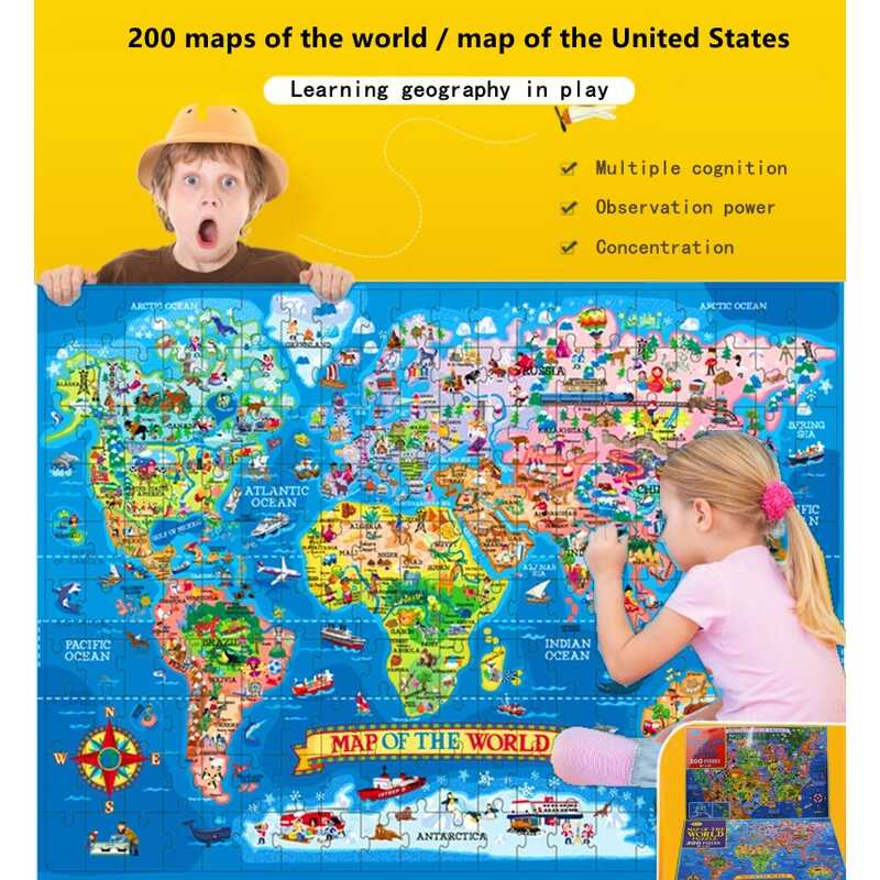 200 puzzle World Map puzzle United States Map - puzzle Adult Jigsaw ...