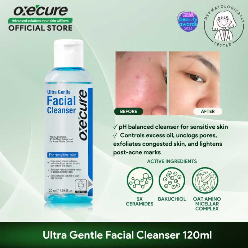 Oxecure Ultra Gentle Facial Cleanser With 5x Ceramides 120ml Hypoallergenic Fragrance Free 8234