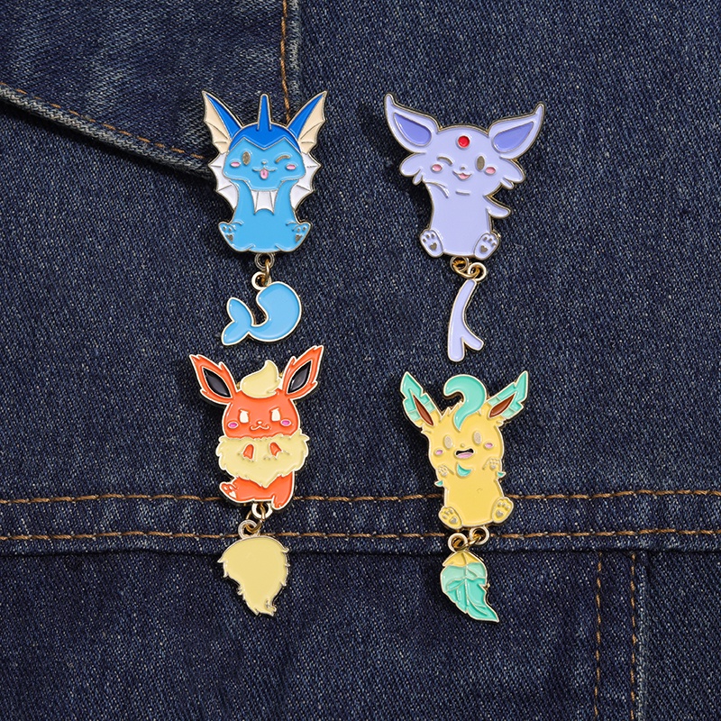 Anime Elf Enamel Pin Brooches Kawaii Cartoon Turtle Fox Pikachu Brooch ...