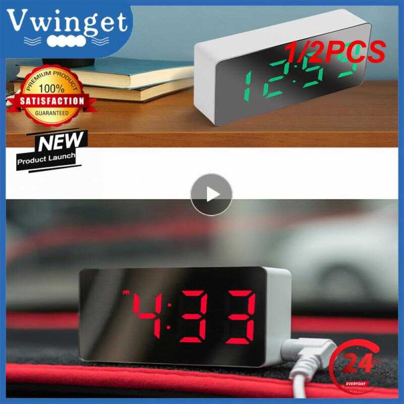 1/2PCS 3.1-pulgada LED Mirror Table Clock Digital Alarm Snooze Display ...