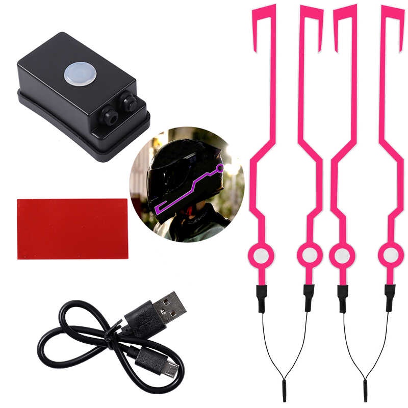 1Set USB Motorcycle Helmet LED Cold Light Waterproof Strip Sticker ...