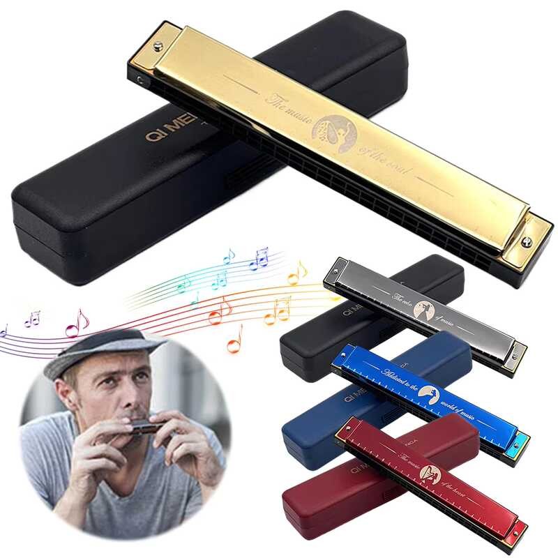 24 Lubang Compact Mouth Organ C Key Standard Lightweight Harmonica ...