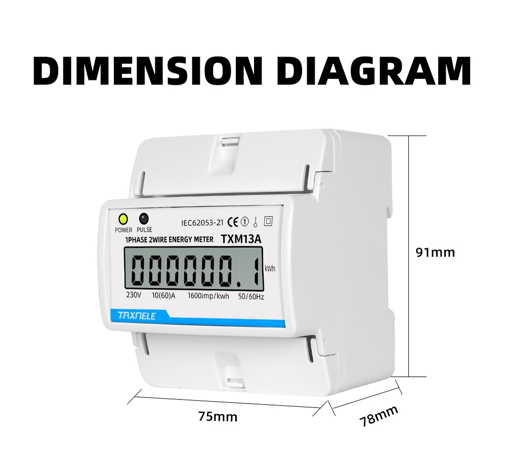 Single Phase 2 Wire Digital Wattmeter Power Consumption Energy Meter ...