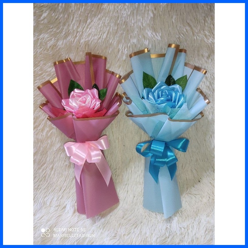(1 PC)SINGLE SATIN ROSE FLOWER BOUQUET (PM WRAPPER COLOR) | Shopee ...
